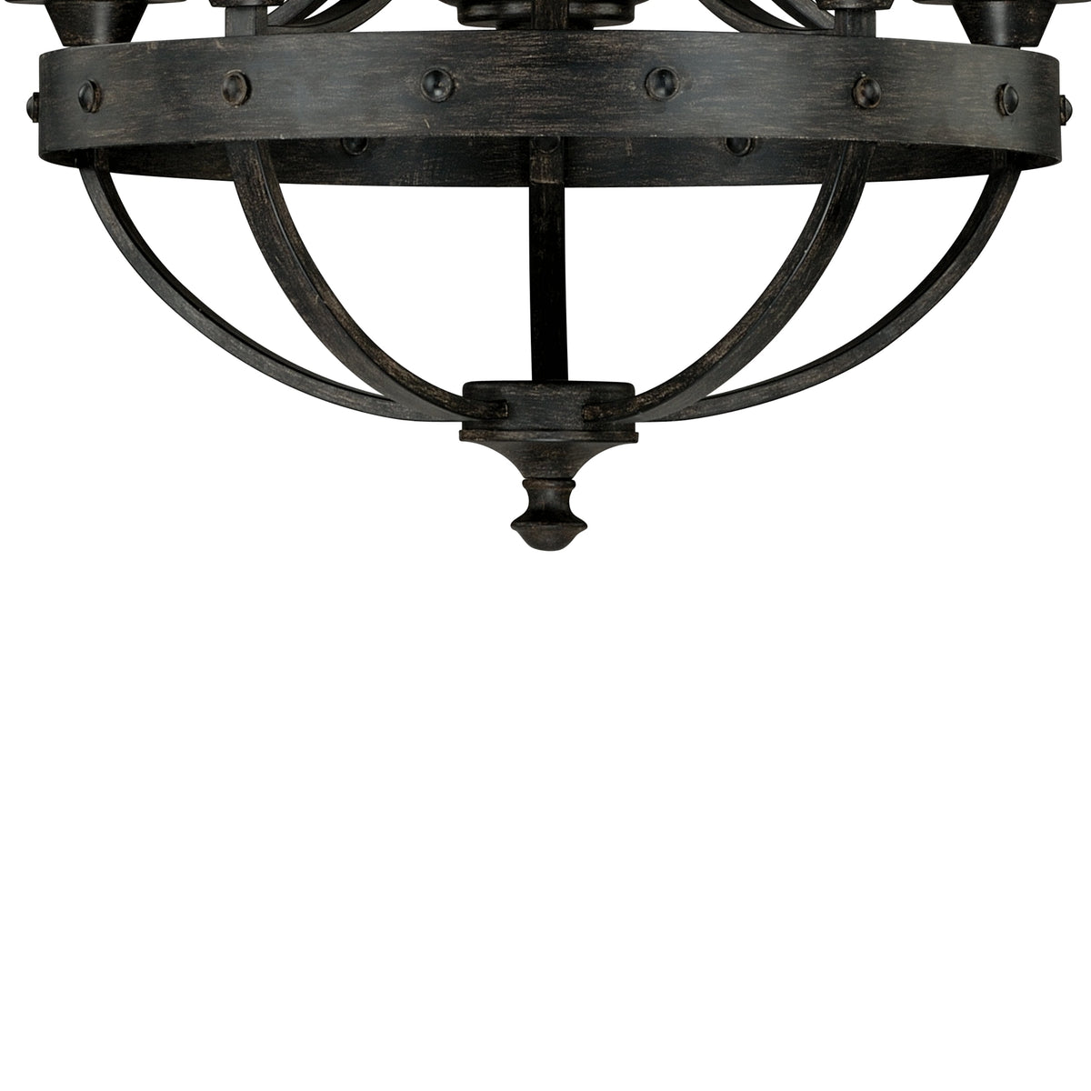 Vaxcel Halifax 25" 5-Light Black Walnut Rustic Wheel Chandelier With Creme Cognac Glass Shades