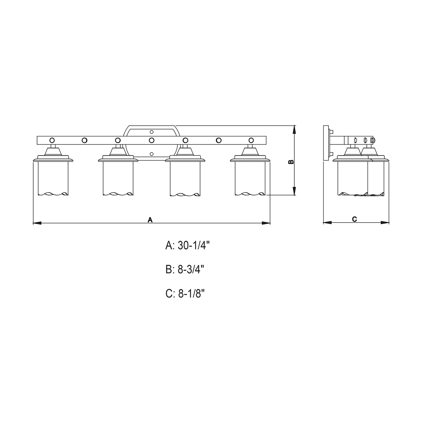 Vaxcel Halifax 30" 4-Light Bronze Rustic Bathroom Vanity Fixture With Creme Cognac Glass Shades