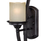 Vaxcel Halifax 5" 1-Light Black Walnut Rustic Armed Wall Sconce With Creme Cognac Glass Shade