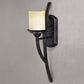 Vaxcel Halifax 5" 1-Light Black Walnut Rustic Armed Wall Sconce With Creme Cognac Glass Shade