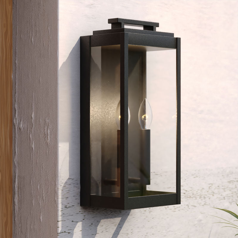 Vaxcel Hampton 7-in. 2 Light Outdoor Wall Light Textured Black