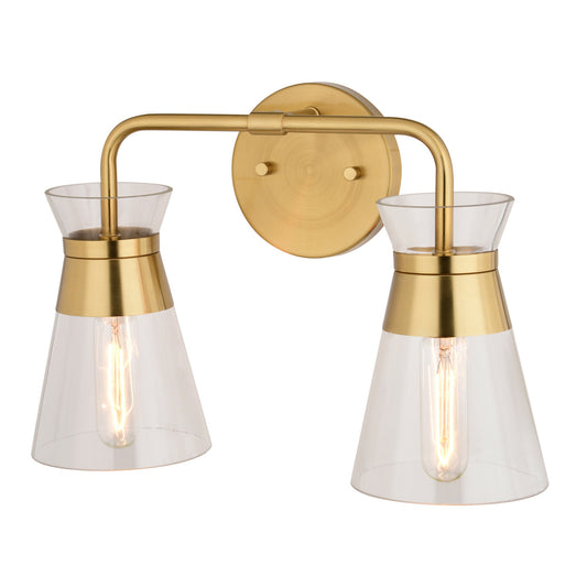 Vaxcel Harper 15" 2-Light Natural Brass Light Vanity