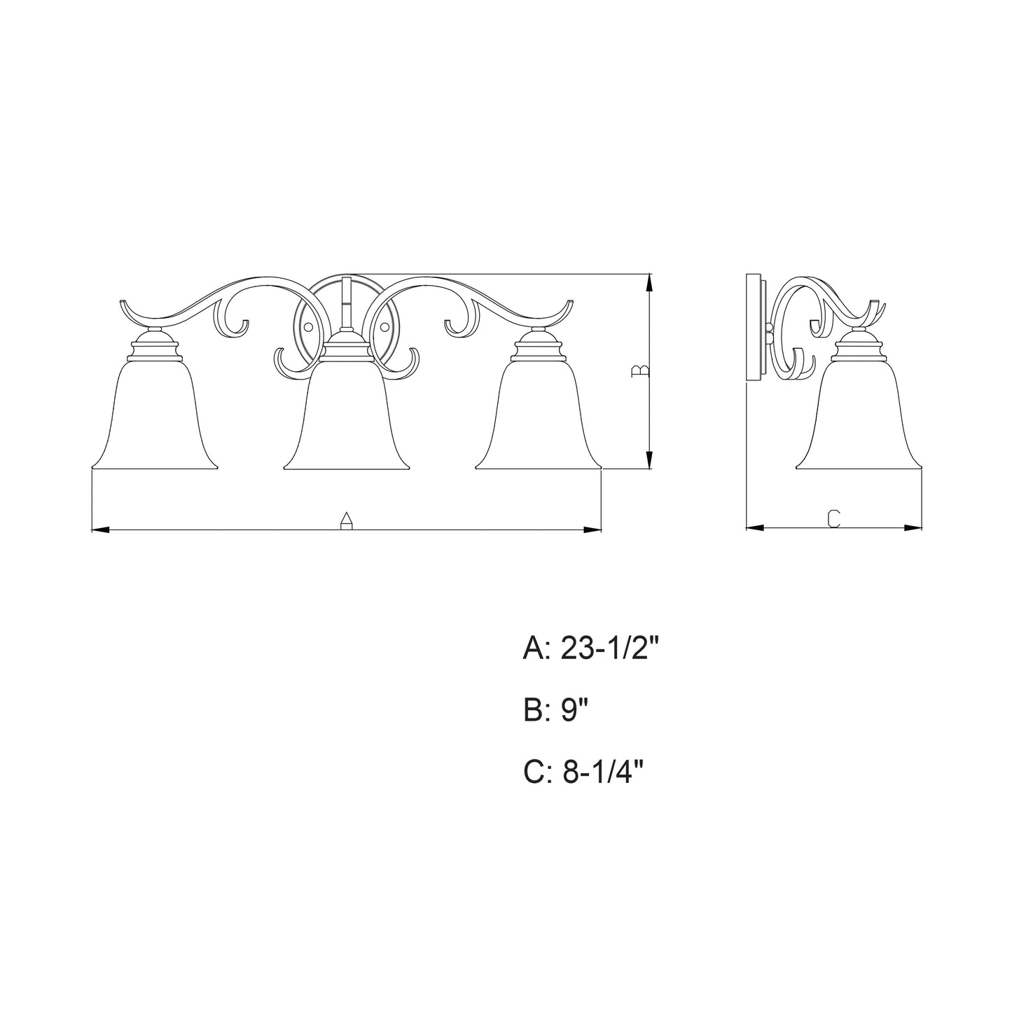 Vaxcel Hartford 23.5" 3-Light Satin Nickel Bathroom Vanity Fixture With Etched White Glass Shades