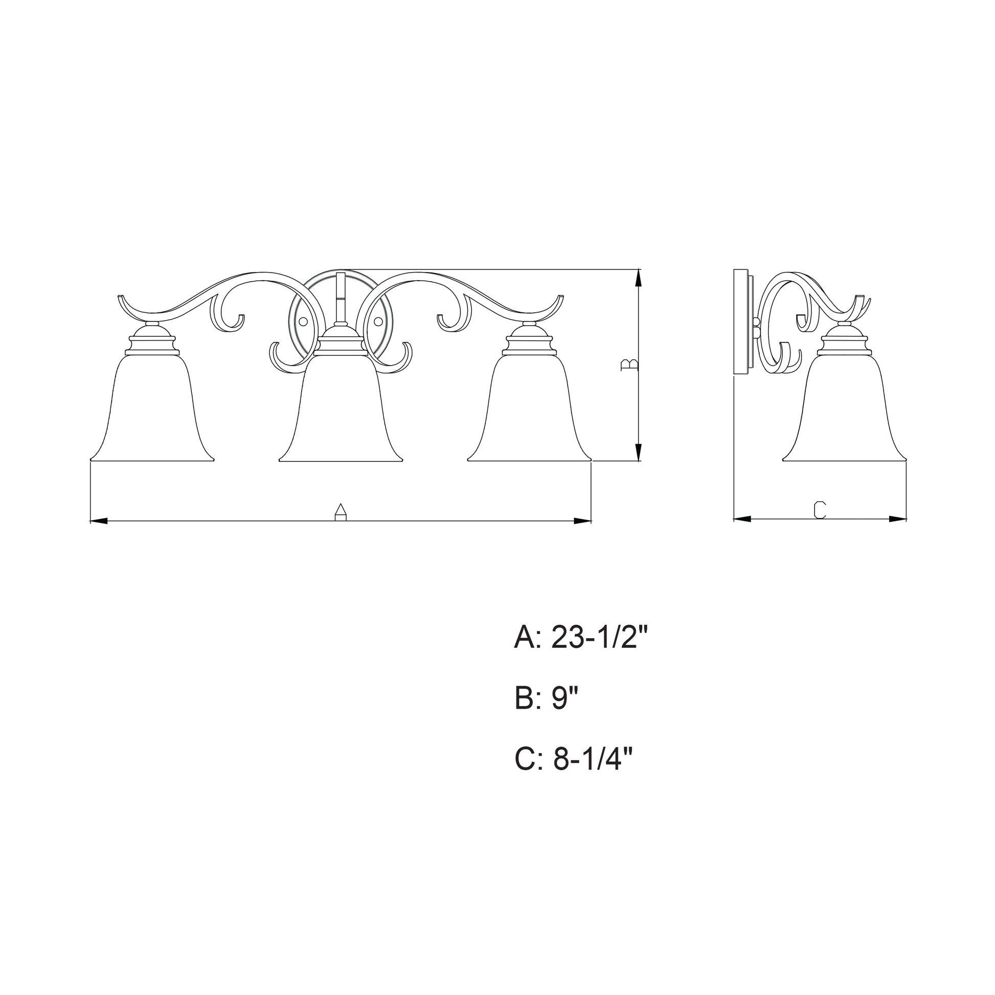 Vaxcel Hartford 23.5" 3-Light Satin Nickel Bathroom Vanity Fixture With Etched White Glass Shades