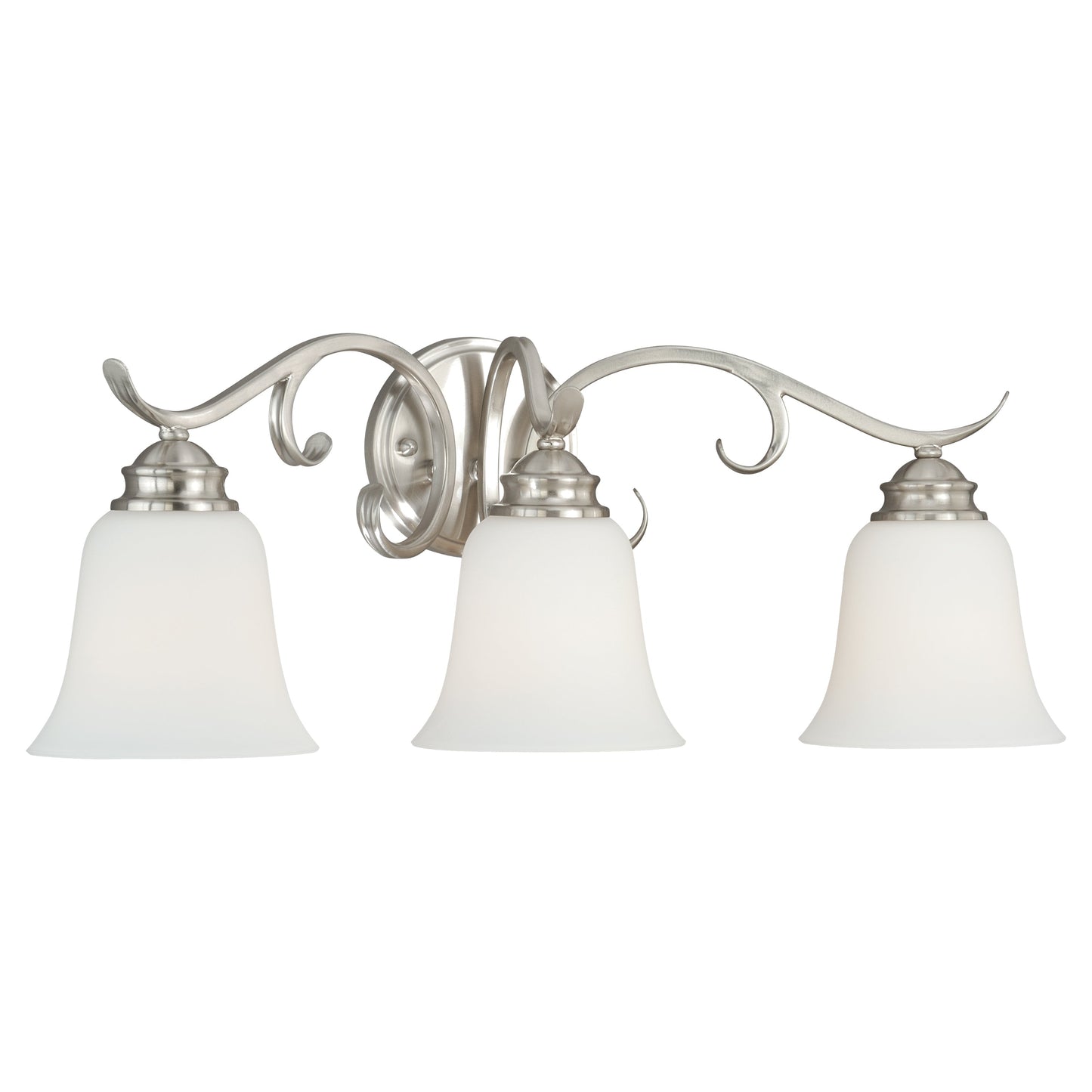 Vaxcel Hartford 23.5" 3-Light Satin Nickel Bathroom Vanity Fixture With Etched White Glass Shades