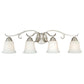 Vaxcel Hartford 32.75" 4-Light Satin Nickel Bathroom Vanity Fixture With Etched White Glass Shades