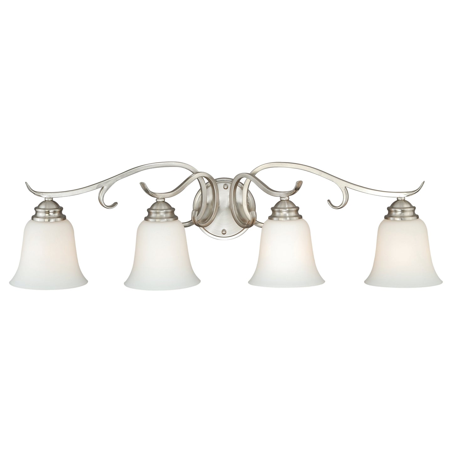 Vaxcel Hartford 32.75" 4-Light Satin Nickel Bathroom Vanity Fixture With Etched White Glass Shades