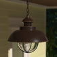 Vaxcel Harwich 10" 1-Light Burnished Bronze Coastal Outdoor Pendant Light With Clear Seeded Glass Shade