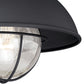 Vaxcel Harwich 10" 1-Light Textured Black Coastal Outdoor Flush Mount Ceiling Light With Clear Seeded Glass Shade