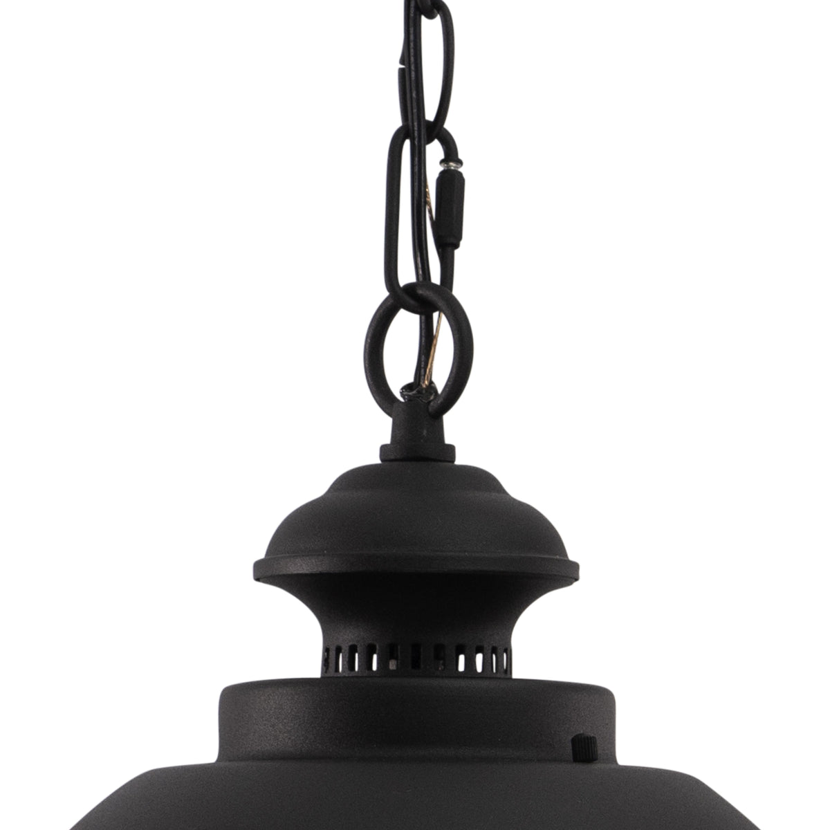 Vaxcel Harwich 10" 1-Light Textured Black Coastal Outdoor Pendant Light With Clear Seeded Glass Shade