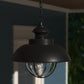 Vaxcel Harwich 10" 1-Light Textured Black Coastal Outdoor Pendant Light With Clear Seeded Glass Shade