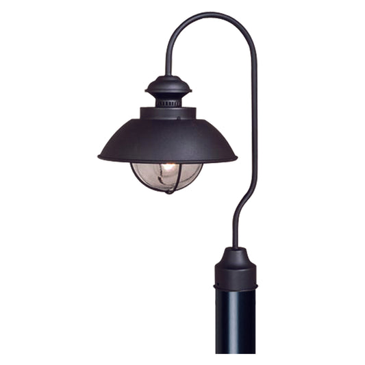 Vaxcel Harwich 10" 1-Light Textured Black Coastal Outdoor Post Light With Clear Seeded Glass Shade