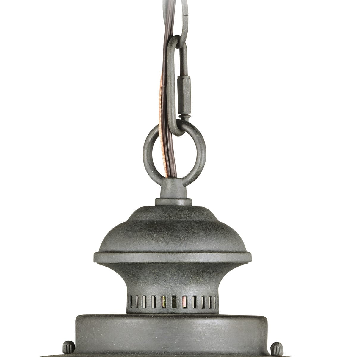 Vaxcel Harwich 10" 1-Light Textured Gray Coastal Outdoor Pendant With Clear Seeded Glass Shade