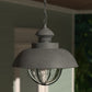 Vaxcel Harwich 10" 1-Light Textured Gray Coastal Outdoor Pendant With Clear Seeded Glass Shade
