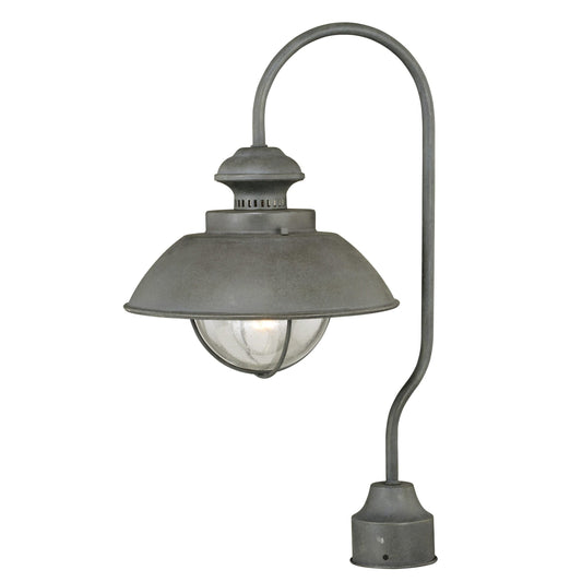 Vaxcel Harwich 10" 1-Light Textured Gray Coastal Outdoor Post Light With Clear Seeded Glass Shade