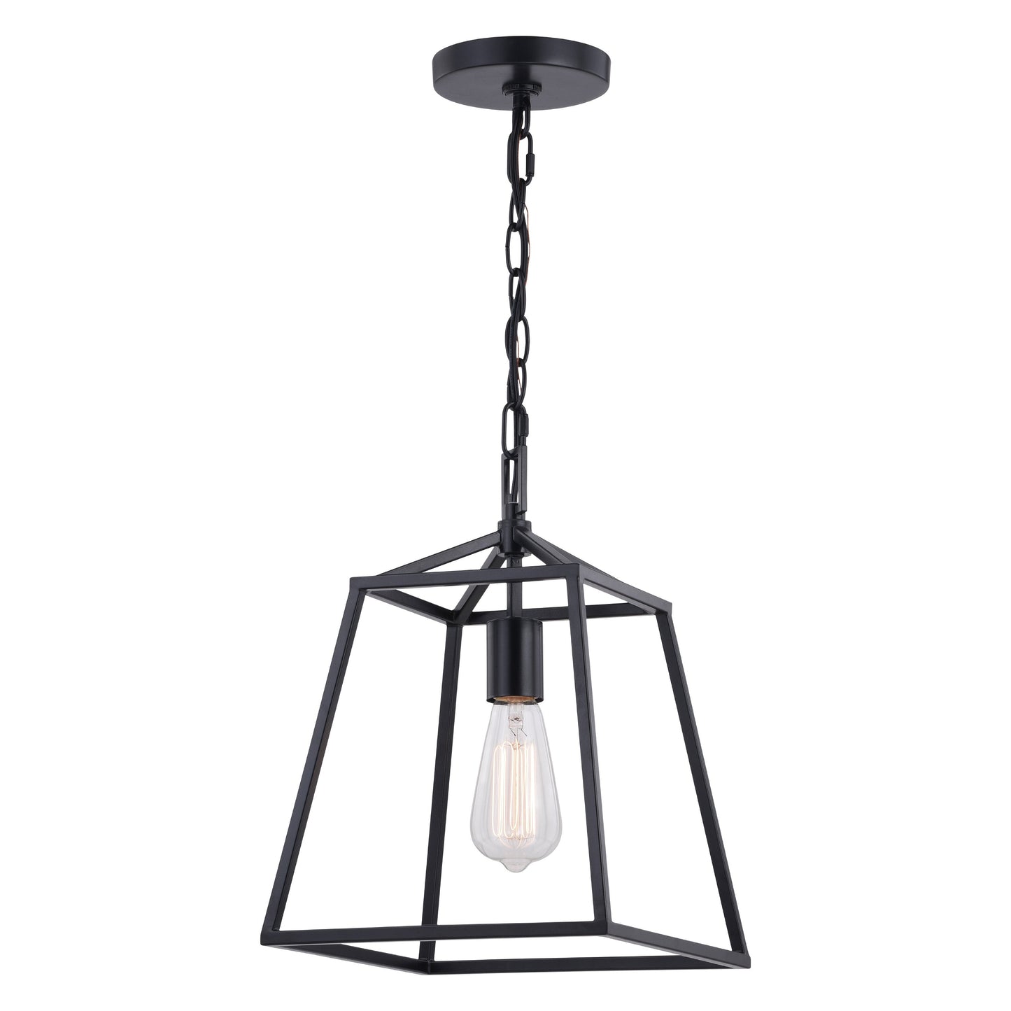 Vaxcel Hayes 10" 1-Light Black Farmhouse Mini Pendant Lantern Ceiling Light With Cage