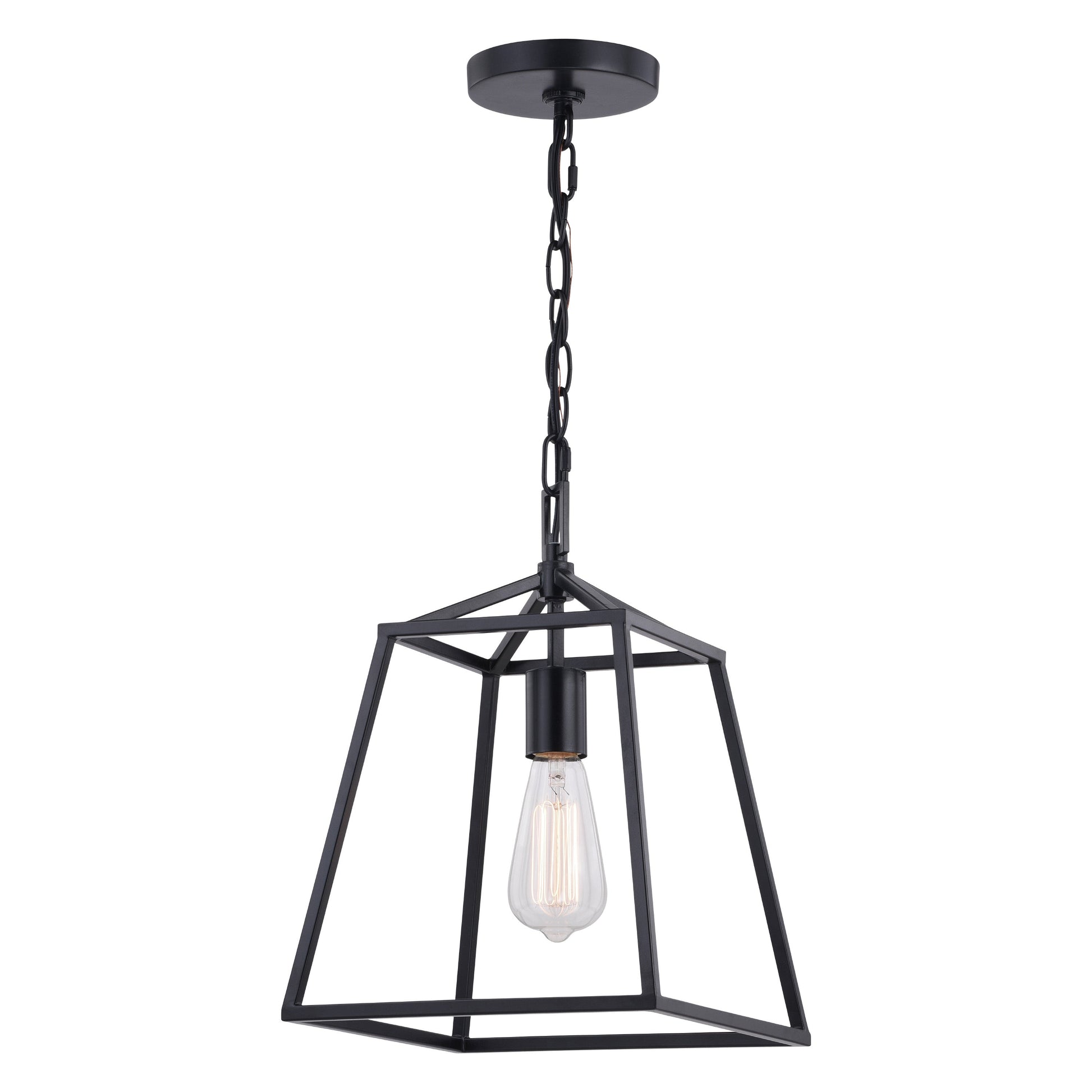 Vaxcel Hayes 10" 1-Light Black Farmhouse Mini Pendant Lantern Ceiling Light With Cage