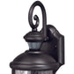 Vaxcel Henderson 7" 1-Light Textured Black Motion Sensor Dusk-to-Dawn Traditional Outdoor Latern Wall Light With Clear Seeded Shade