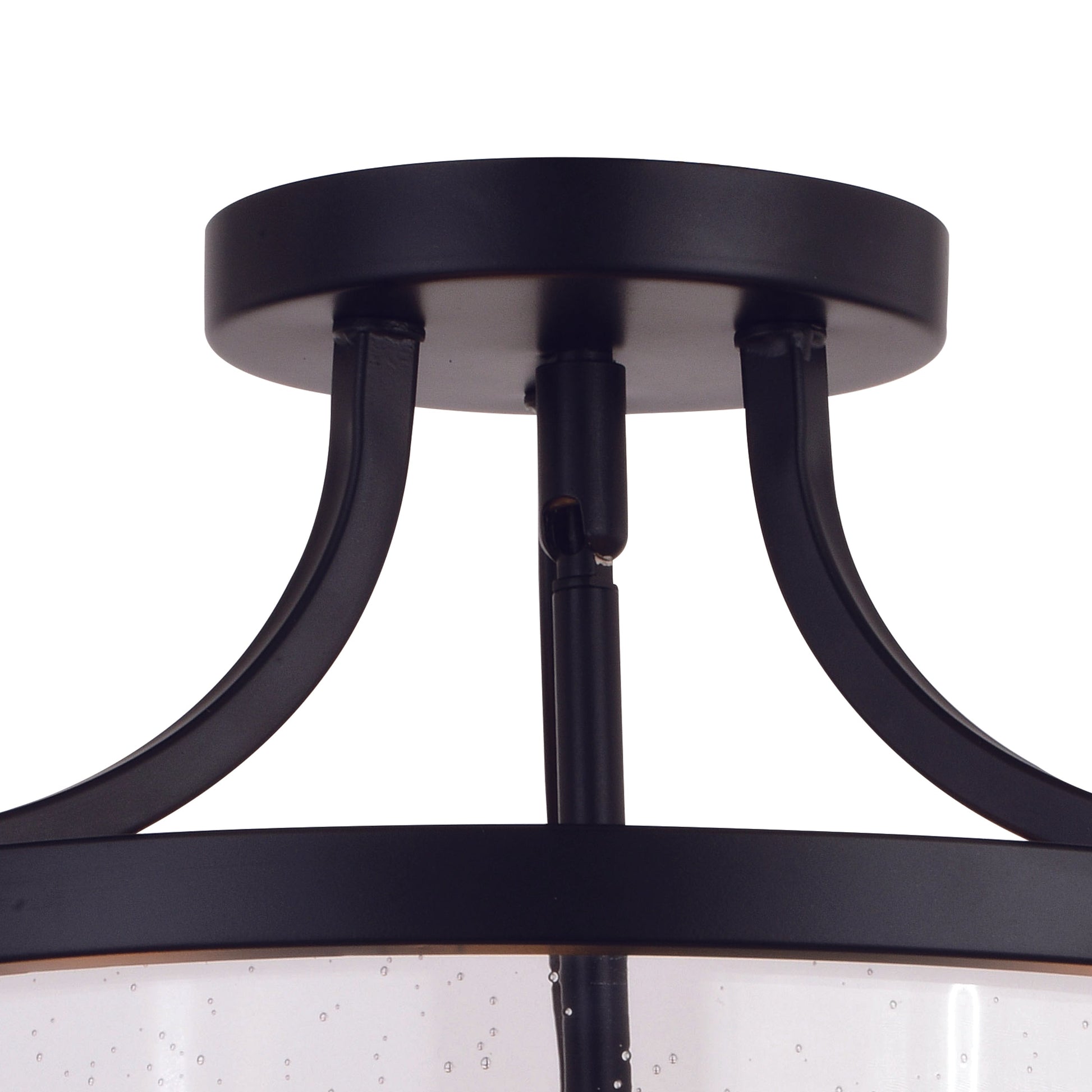 Vaxcel Holbrook 16" 3-Light Matte Black and Satin Brass Semi-Flush Mount Ceiling Light With Clear Seeded Glass Shades