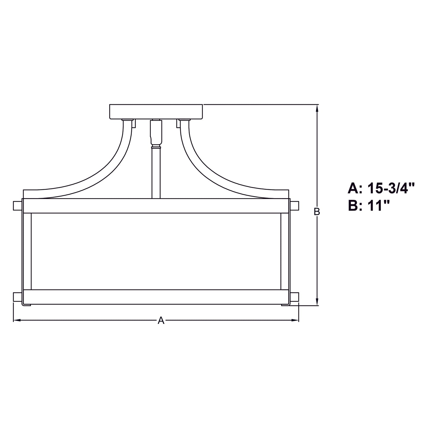 Vaxcel Holbrook 16" 3-Light Matte Black and Satin Brass Semi-Flush Mount Ceiling Light With Clear Seeded Glass Shades