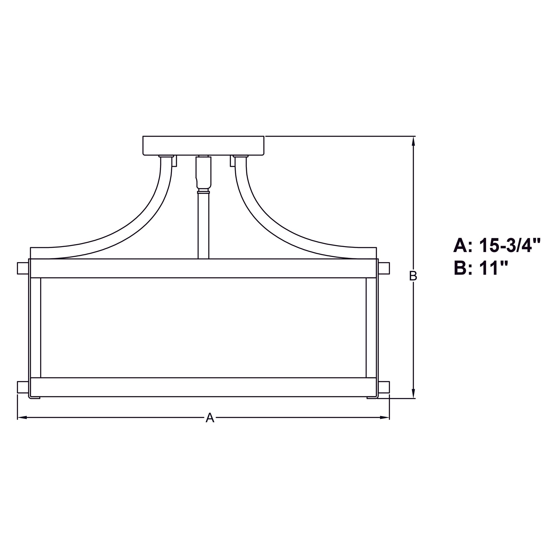 Vaxcel Holbrook 16" 3-Light Matte Black and Satin Brass Semi-Flush Mount Ceiling Light With Clear Seeded Glass Shades