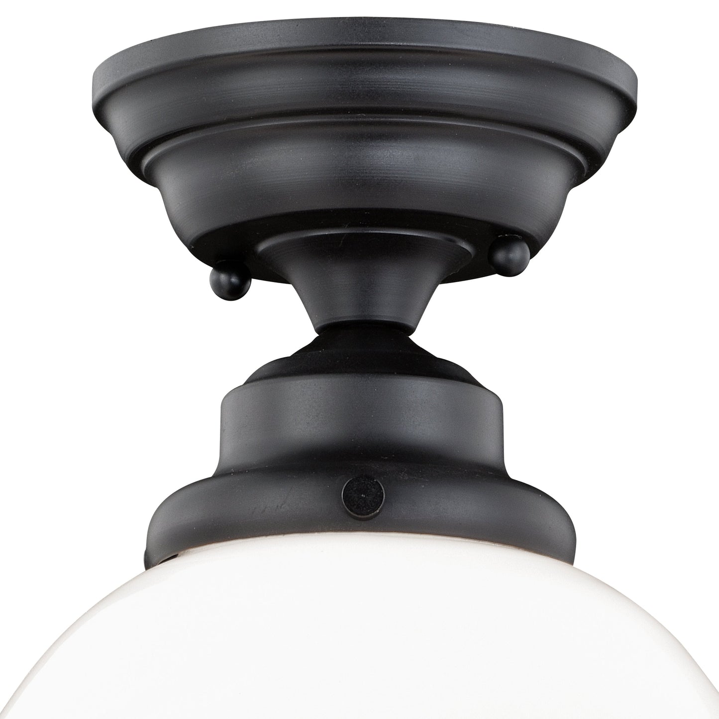 Vaxcel Huntley 1-Light 12" W Bronze Farmhouse Schoolhouse Semi Flush Mount Ceiling Light With Milk White Glass Shade