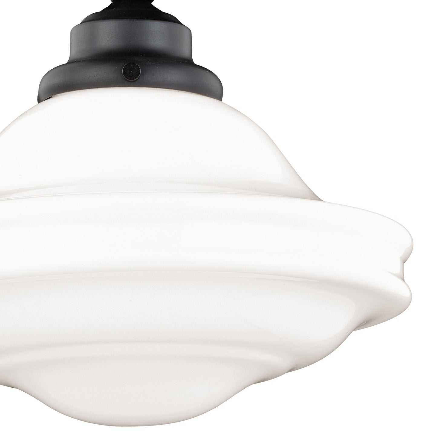 Vaxcel Huntley 1-Light 12" W Bronze Farmhouse Schoolhouse Semi Flush Mount Ceiling Light With Milk White Glass Shade