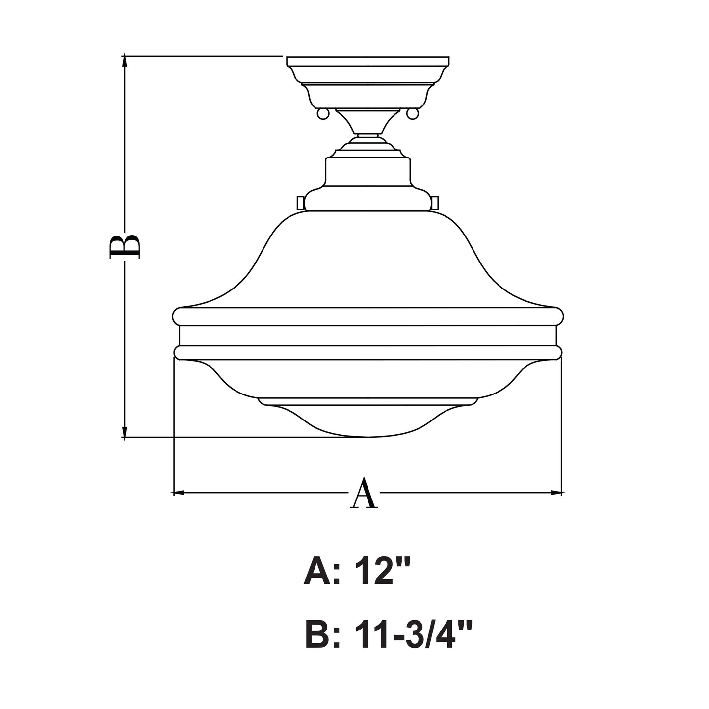 Vaxcel Huntley 1-Light 12" W Bronze Farmhouse Schoolhouse Semi Flush Mount Ceiling Light With Milk White Glass Shade