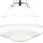 Vaxcel Huntley 1-Light 12" W Satin Nickel Farmhouse Schoolhouse Semi-Flush Mount Ceiling Light With Milk White Glass Shade