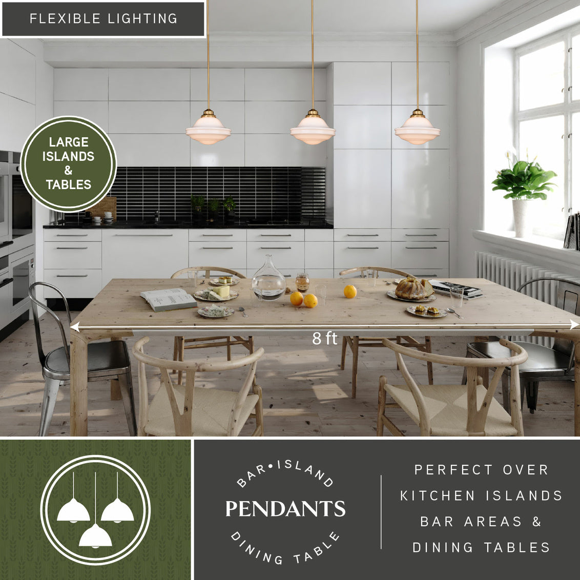 Vaxcel Huntley 12-in Pendant White Glass Natural Brass