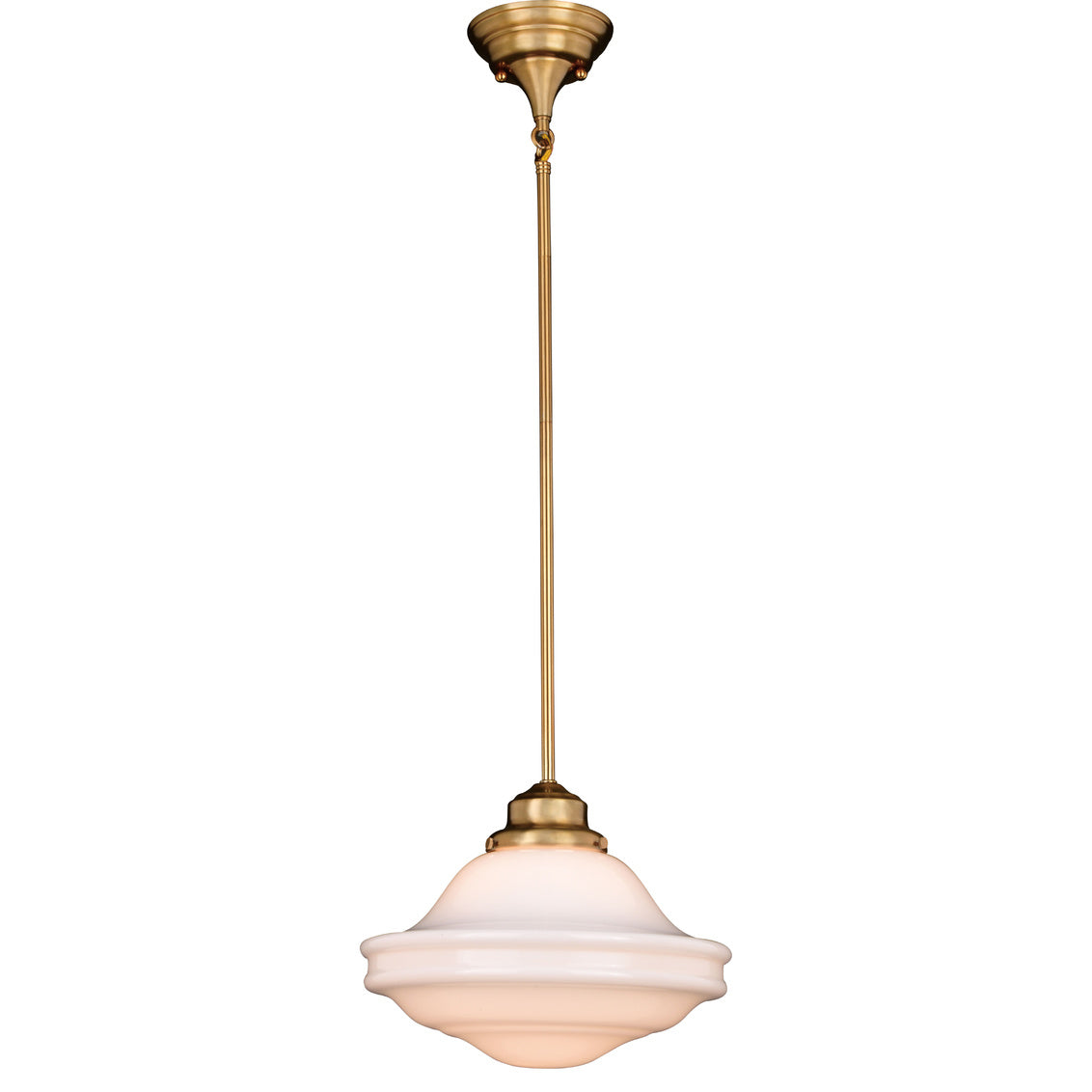 Vaxcel Huntley 12-in Pendant White Glass Natural Brass