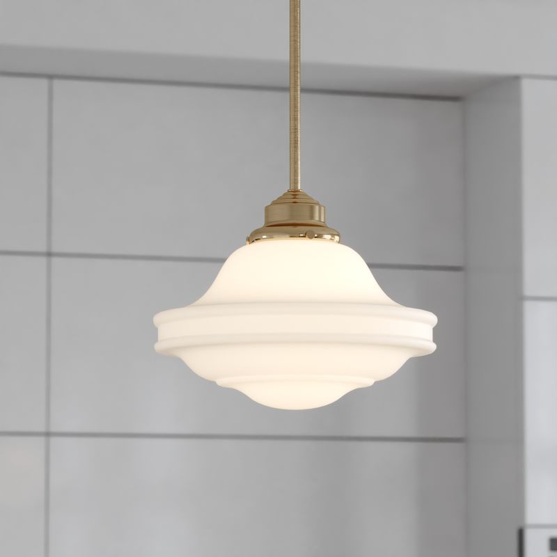 Vaxcel Huntley 12-in Pendant White Glass Natural Brass