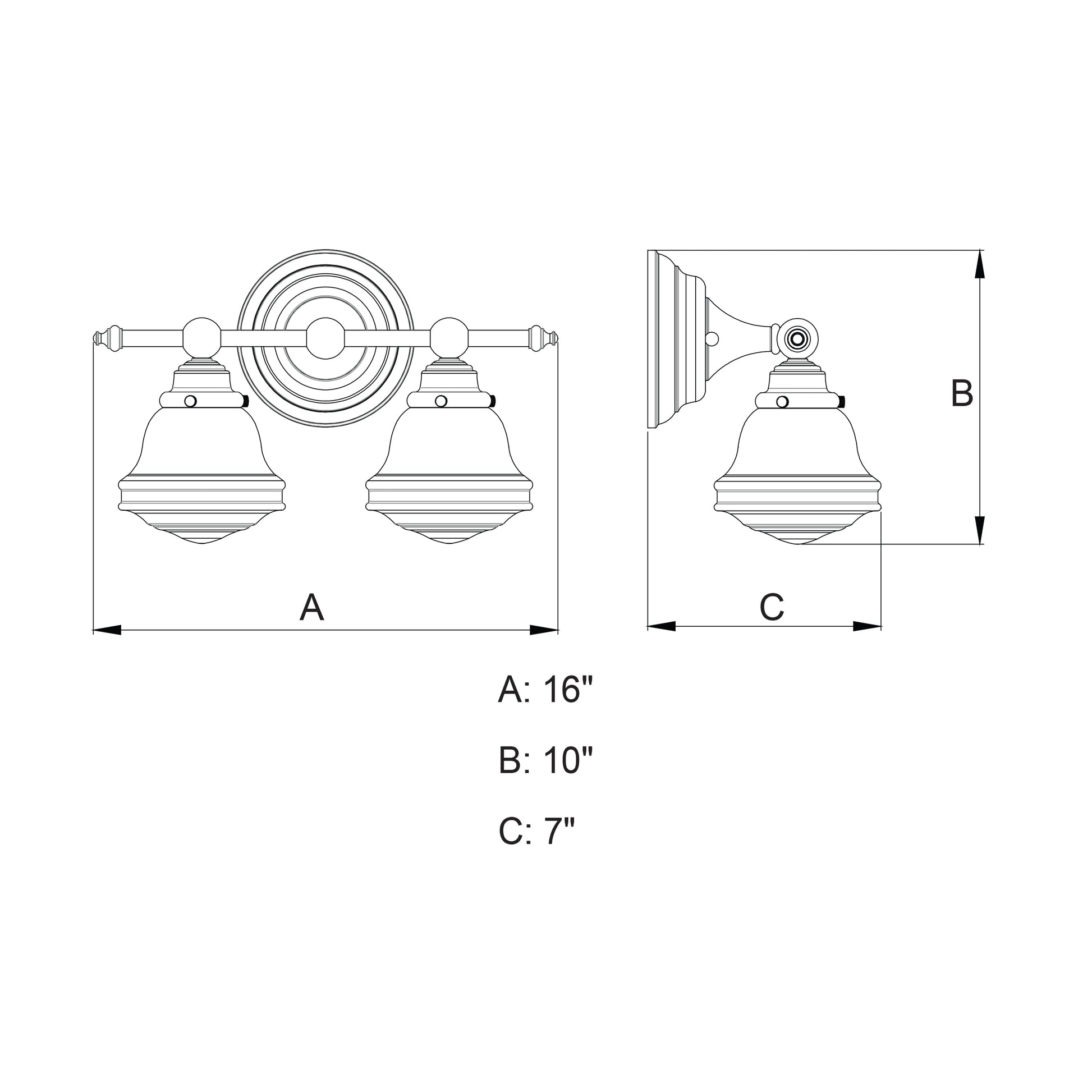 Vaxcel Huntley 2-Light Satin Nickel Farmhouse Schoolhouse Bathroom Vanity Fixture