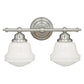 Vaxcel Huntley 2-Light Satin Nickel Farmhouse Schoolhouse Bathroom Vanity Fixture