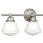 Vaxcel Huntley 24" 3-Light Satin Nickel Farmhouse Schoolhouse Bathroom Vanity Fixture With Milk White Glass Shades