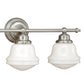 Vaxcel Huntley 24" 3-Light Satin Nickel Farmhouse Schoolhouse Bathroom Vanity Fixture With Milk White Glass Shades