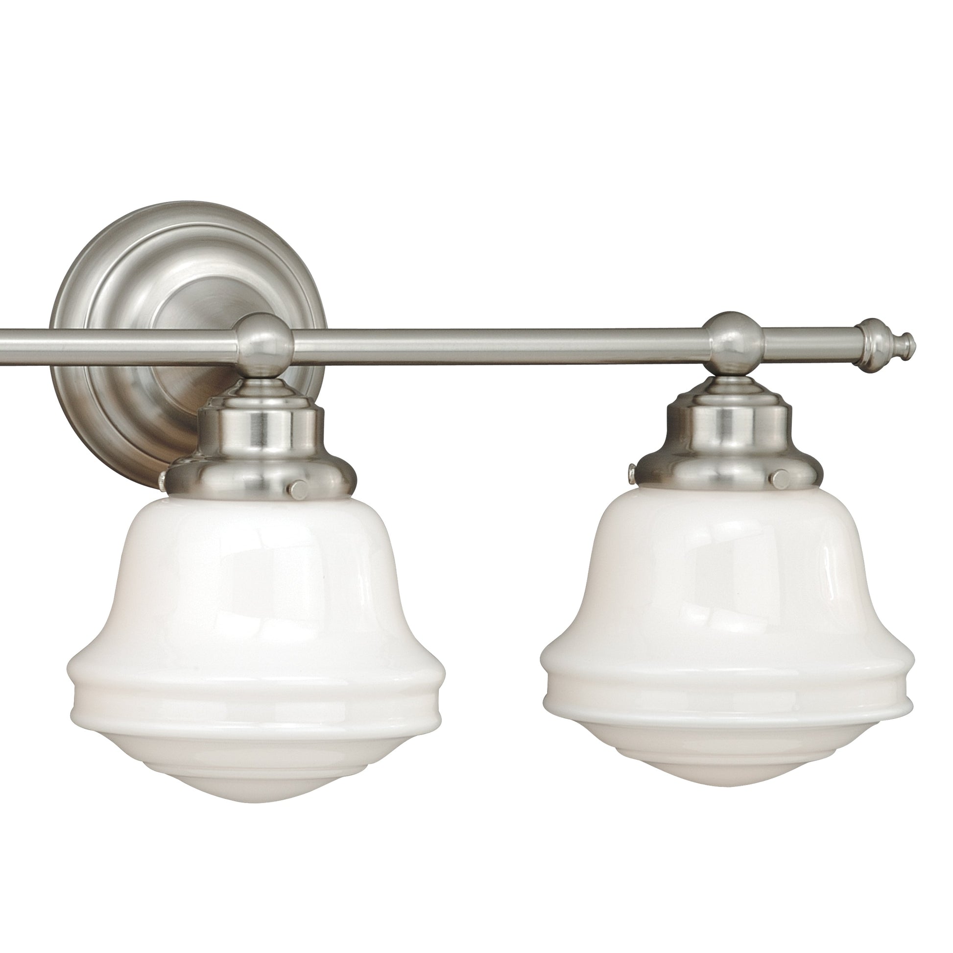 Vaxcel Huntley 24" 3-Light Satin Nickel Farmhouse Schoolhouse Bathroom Vanity Fixture With Milk White Glass Shades