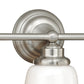 Vaxcel Huntley 24" 3-Light Satin Nickel Farmhouse Schoolhouse Bathroom Vanity Fixture With Milk White Glass Shades