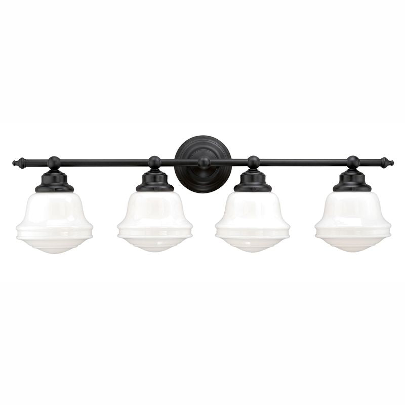 Vaxcel Huntley 4L Vanity Milk Glass Oil Rubbed Bronze