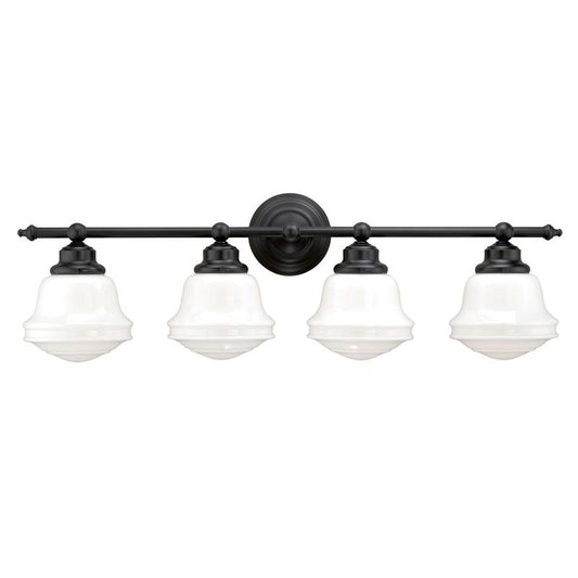 Vaxcel Huntley 4L Vanity Milk Glass Oil Rubbed Bronze
