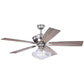 Vaxcel Huntley 52" Satin Nickel Farmhouse Indoor Ceiling Fan With Schoolhouse LED Light Kit and Remote