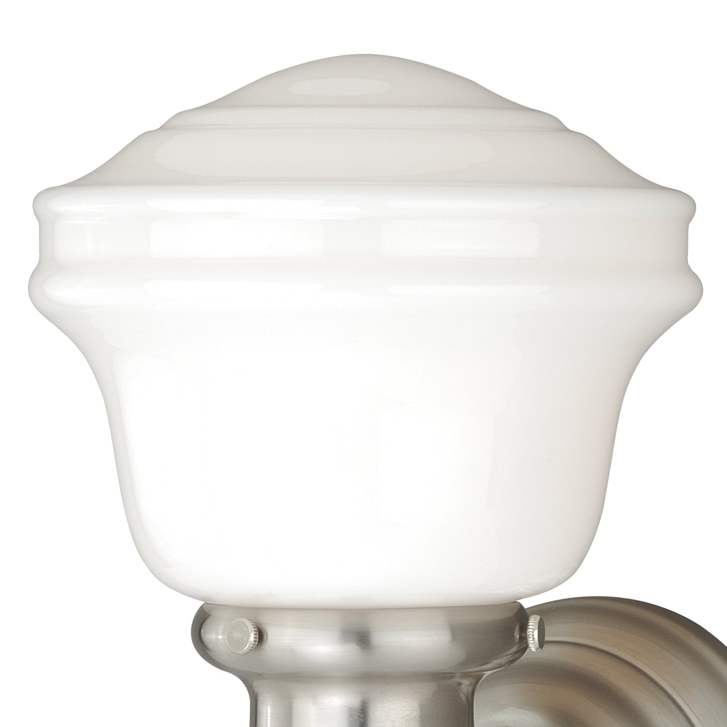 Vaxcel Huntley 7" 1-Light Satin Nickel Farmhouse Schoolhouse Bathroom Wall Sconce Fixture With Milk White Shade