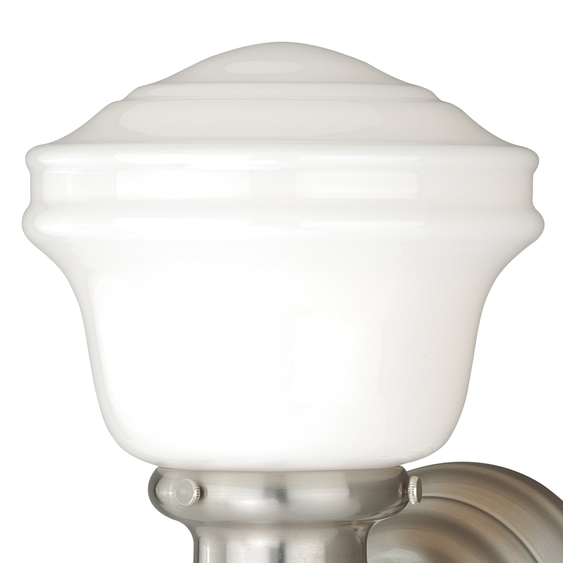 Vaxcel Huntley 7" 1-Light Satin Nickel Farmhouse Schoolhouse Bathroom Wall Sconce Fixture With Milk White Shade