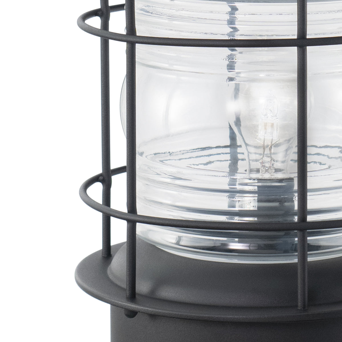 Vaxcel Hyannis 10" 1-Light Black Coastal Outdoor Post Light With Clear Ribbed Glass Shade