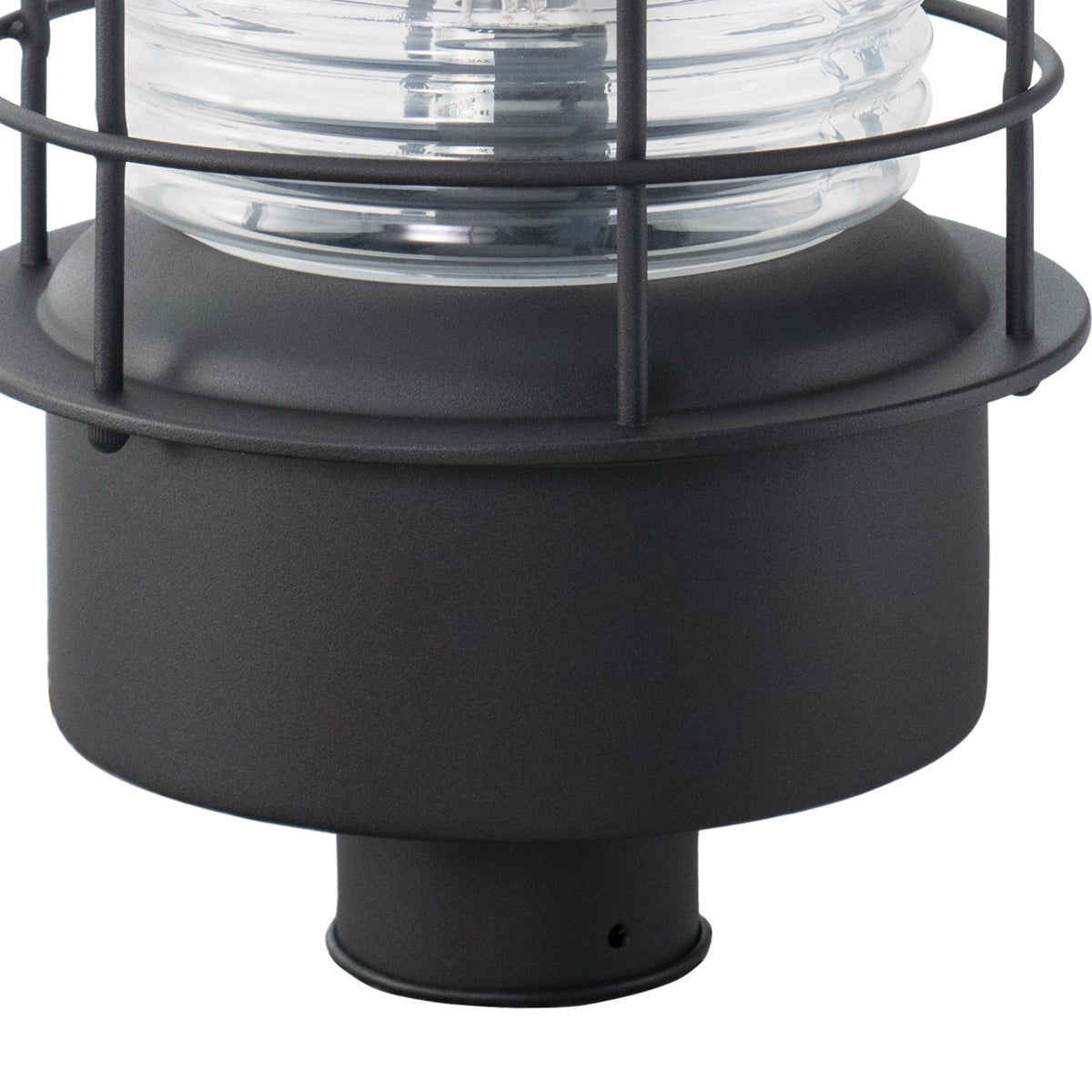 Vaxcel Hyannis 10" 1-Light Black Coastal Outdoor Post Light With Clear Ribbed Glass Shade