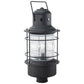 Vaxcel Hyannis 10" 1-Light Black Coastal Outdoor Post Light With Clear Ribbed Glass Shade