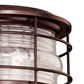 Vaxcel Hyannis Bronze Coastal Round Outdoor Flush Mount Ceiling Light With Clear Ribbed Glass Shade