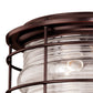 Vaxcel Hyannis Bronze Coastal Round Outdoor Flush Mount Ceiling Light With Clear Ribbed Glass Shade