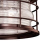 Vaxcel Hyannis Bronze Coastal Round Outdoor Flush Mount Ceiling Light With Clear Ribbed Glass Shade