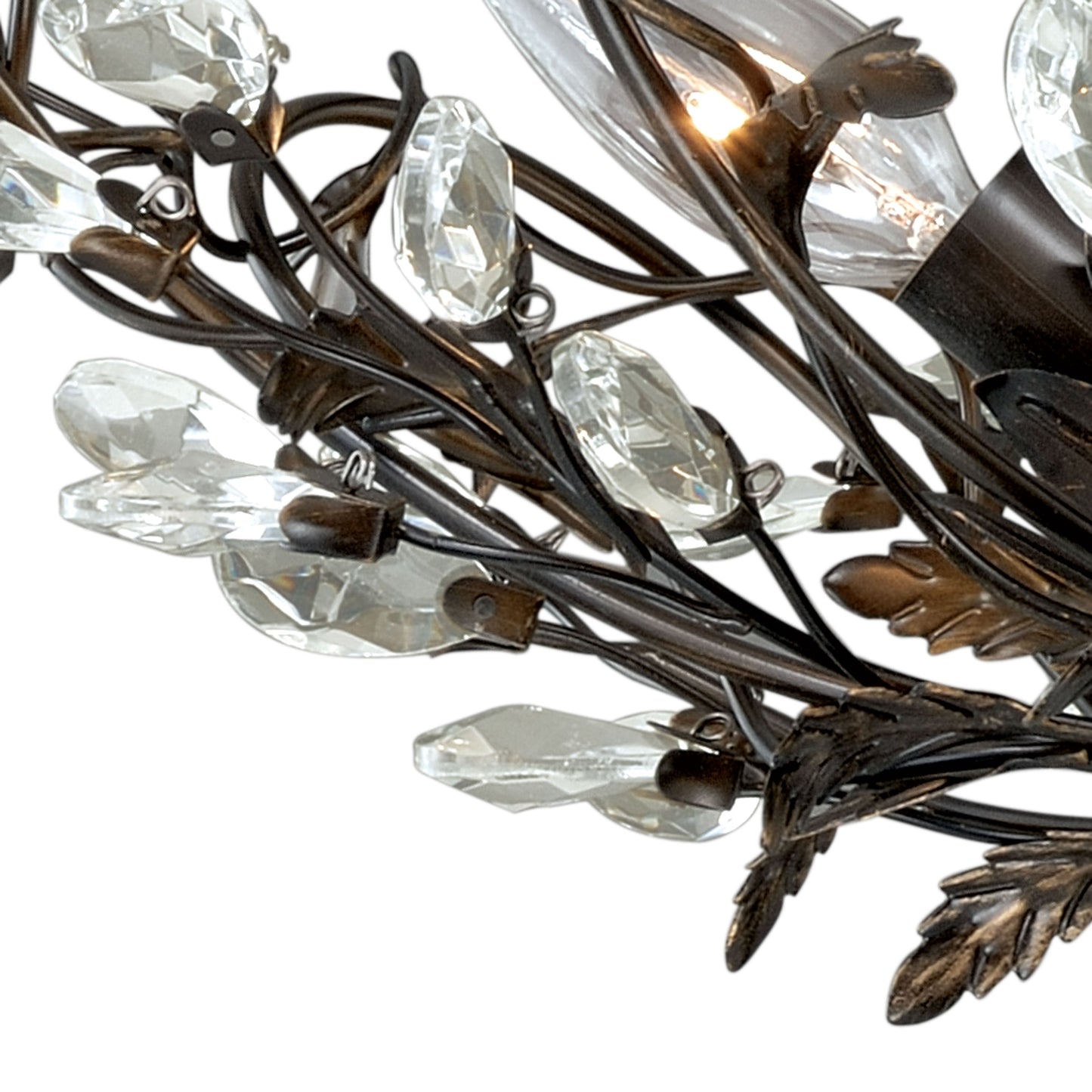 Vaxcel Jardin 19" 4-Light W Crystal Bronze Vintage Vine Semi-Flush Mount Ceiling Light